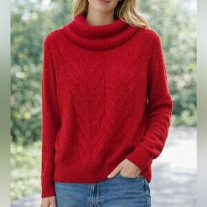 Halston Heritage Red Cowl Neck Sweater